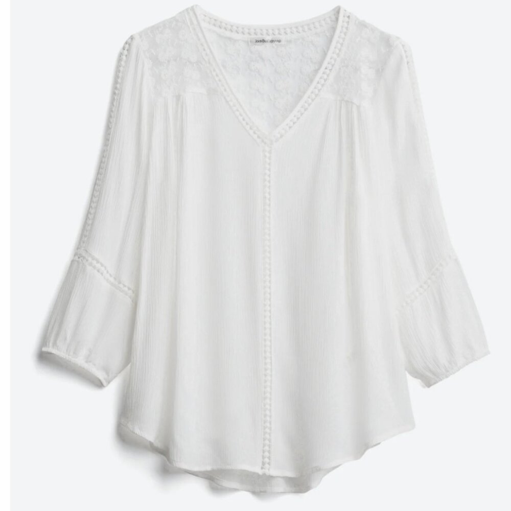 Stitch Fix JohnPaulRichard Raelinn White Crochet Detail Top NWT | Size L